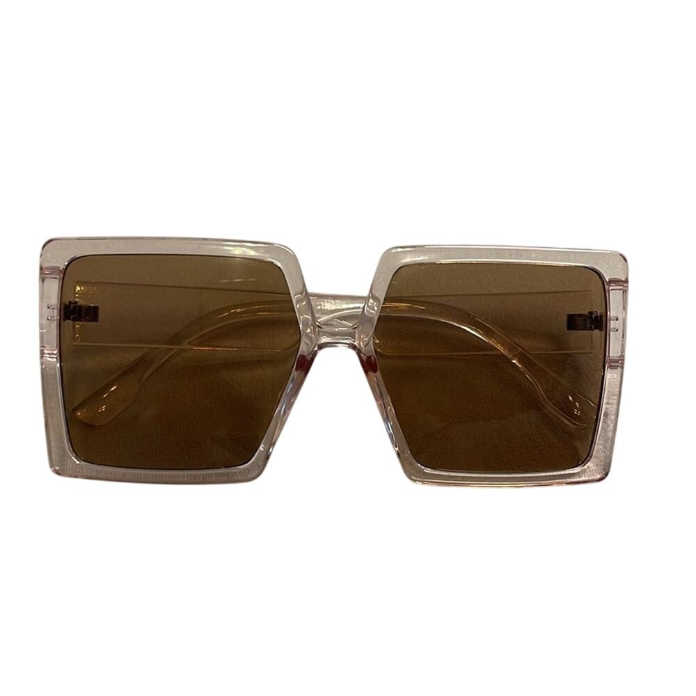 Women’s Oversized Square Sunglasses Light Pink Frames Brown Lenses NWOT